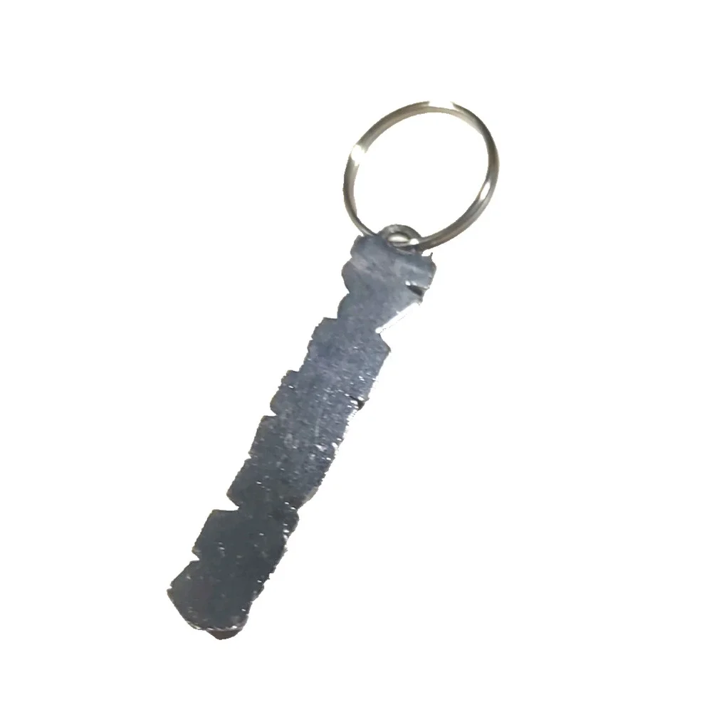 I Love Chicago Metal Keychain Silver Tone Black Red Heart